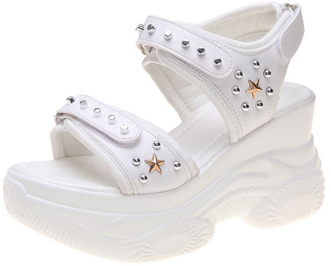 셀럽당 여성용 찍찍이샌들 여름 스포츠 샌들 키높이샌들 웨지힐샌들 슬로프힐샌들 통굽 스트랩샌들 9cm Y01794