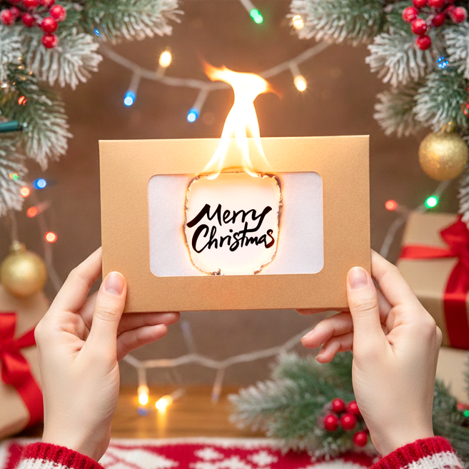 [1+1] 불효자 반전 이벤트 카드 롤링페이퍼 불타는 편지 감동 생일 선물, 화이트 + 크래프트, 2장 세트