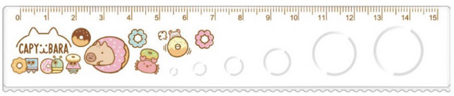 卡皮巴拉 圈圈尺 直尺15cm 波浪尺 可愛卡通壓克力尺 學生文具用品, 1個, 甜甜圈, 透明