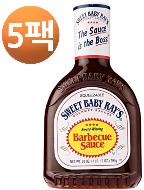 스위트 베이비 레이즈 바비큐 소스 오리지널, 794g, 5개