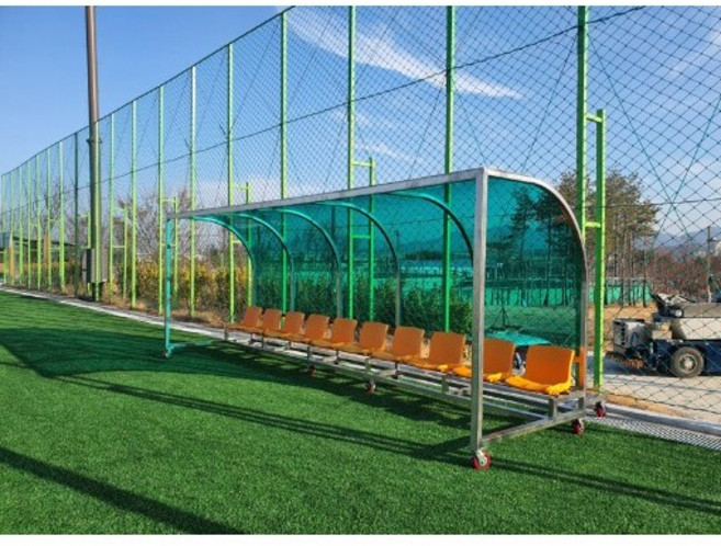 월드스포츠산업 축구 선수용벤치 10인석 스텐 이동식 WDB-1162