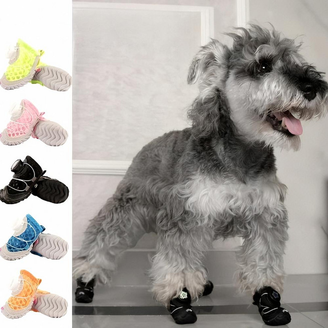 콩쓰몰리 반려견 신발 여름 미끄럼 방지 다이얼 운동화 도그슈즈 야외 활동 산책 용품 애견, 블랙