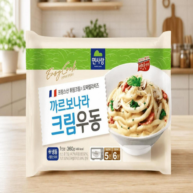 면사랑 간편조리식 까르보나라 크림우동 냉동, 360g, 1개