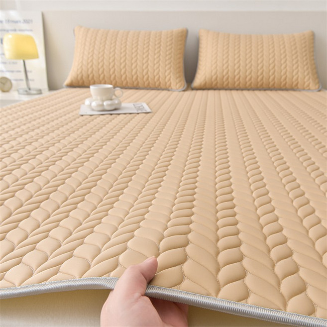 해피유통 다기능 항균 천연 라텍스 매트 패드 방수 가능 여름 시원한 시트 LWJ, 150*200cm 3종 세트, 다크 브라운