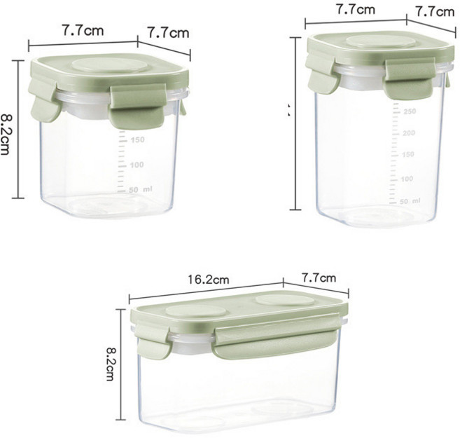 도시락함 반찬통 과일박스 실리콘 탈부착 아이스박스 밀폐용기, 초록색, 1세트