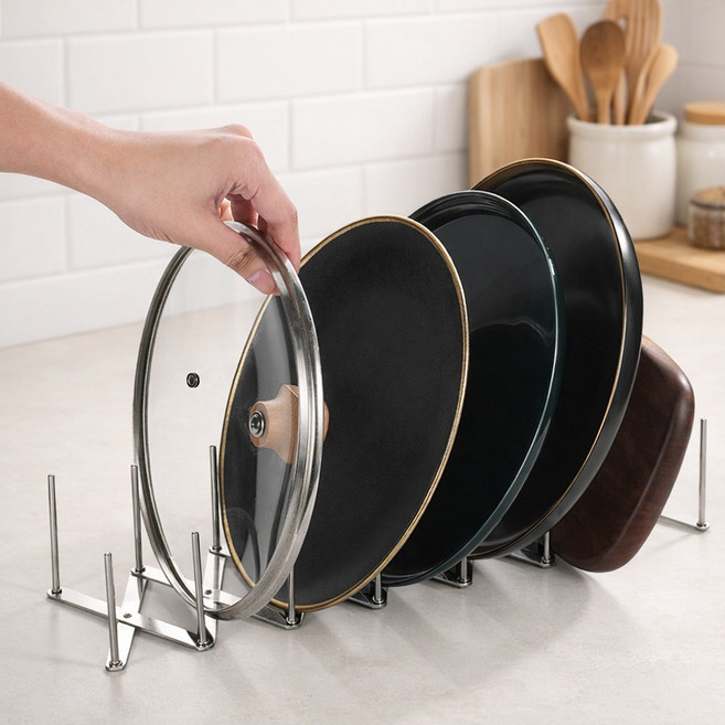 오프홈 길이조절 그릇 접시 정리대 스텐 7단+7단, 실버, 1세트