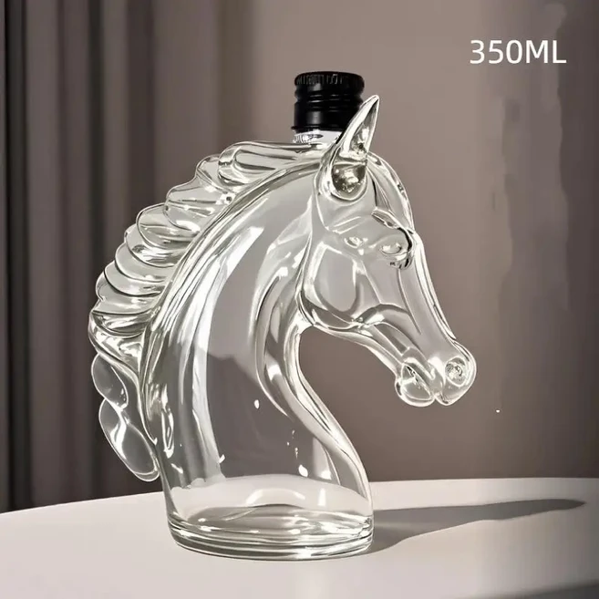 쿠쿠스토어 1개 위스키 병 말 머리 모양 디캔터 버번 브랜디 독특한 주류 연인을 위한 선물, 02 350ML