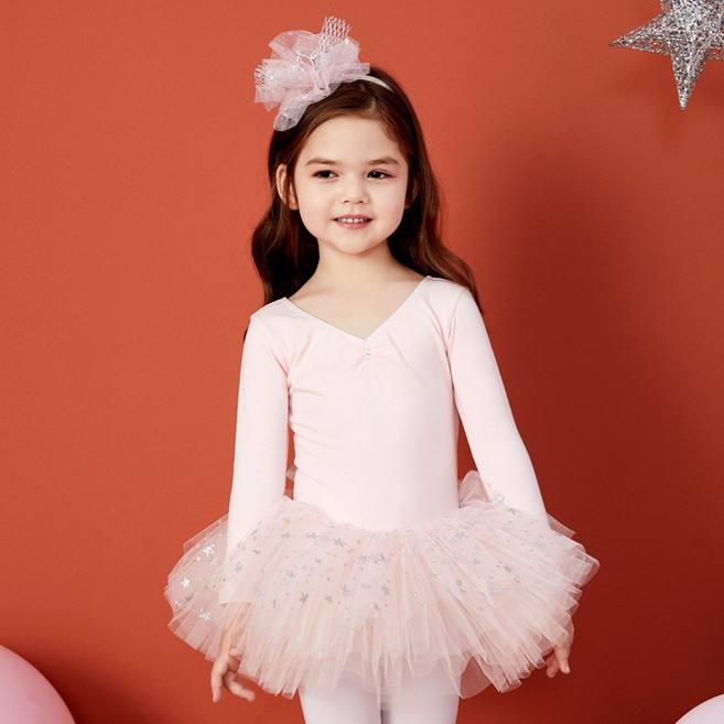 유아 여아 핑크 발레복 별 리본 반짝이 스커트