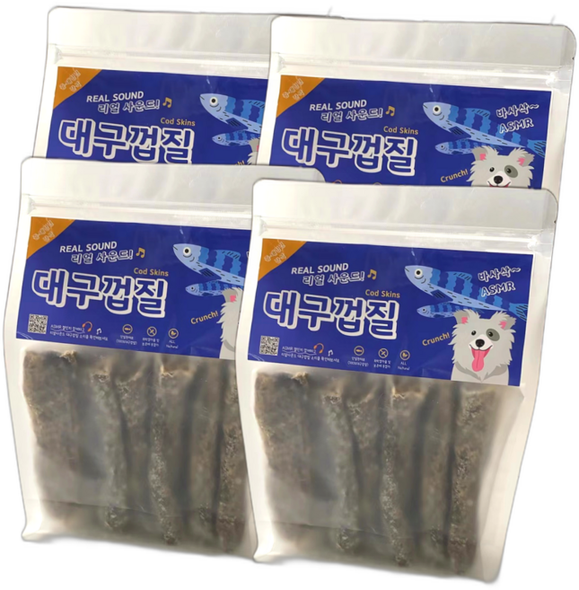중대형견용 강아지간식 천연대구껍질 저지방 생선 다이어트간식, 4개, 250g