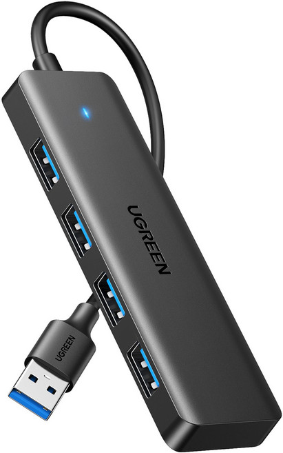 UGREEN 유그린 4포트 USB 3.0 A타입 멀티 허브 | 맥북 USB 도킹스테이션 | 5Gbps | 노트북 휴대용 PC 허브확장 | 마우스 키보드용 | 엑스박스 PS5 호환, 1개, 블랙