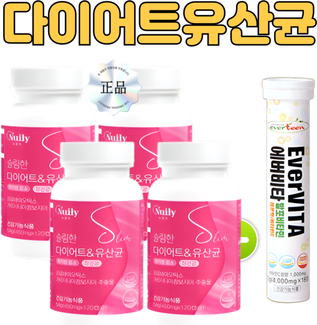 슬림한 체지방감소 다이어트유산균 식약청인증, 1세트, 480정