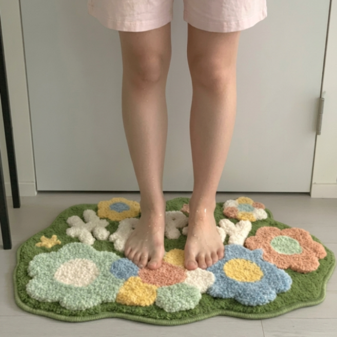 미끄럼방지 극세사 빨아쓰는 물세탁 발매트 주방 욕실 현관 화장실, 03. 해피가든