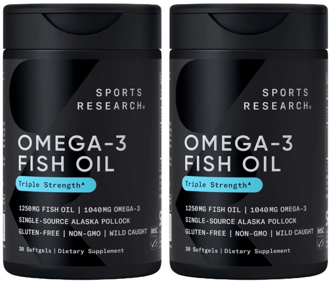 오메가3 rTG 피쉬오일 트리플스트렝스 스포츠리서치 1250mg 30정x2병, 30정, 2개