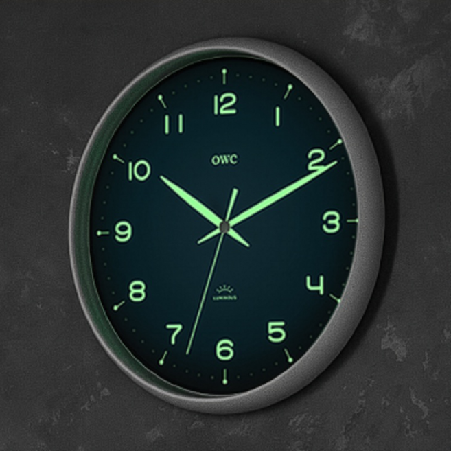 오더블유씨 플래닛 야광 벽시계 OWA-1013LW, 화이트 프레임