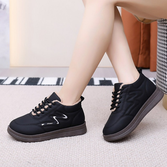 여성 겨울 방한화 기모 슬립온 미끄럼방지 방수 신발 발편한 단화 털안감