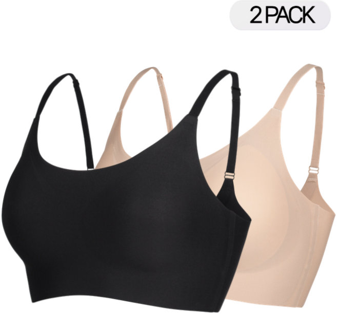 패드일체형 심리스 노와이어 어깨끈형 콤비심리스 브라 2매 세트 하성민기업