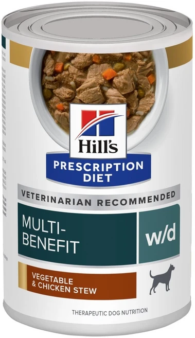 힐스 w/d 멀티베네핏 반려견용 습식사료 (치킨 & 야채 스튜) 354g x 3캔 = 소화기 체중 관리 혈당 관리 비뇨기 건강, 6개 - 쿠팡
