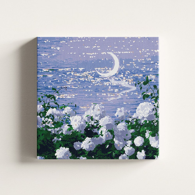 diyee 피포페인팅 명화 그리기 20x20cm, 1개, A57 달빛흰꽃