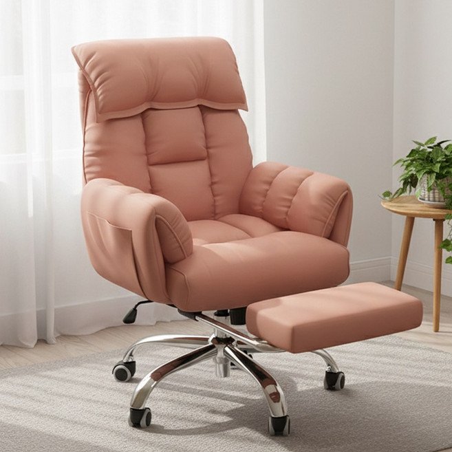 하루꿈 각도 및 팔걸이 조절 컴퓨터 사무용 공부 의자 게이밍 발받침 포함 책상 컴퓨터 의자, 인디핑크