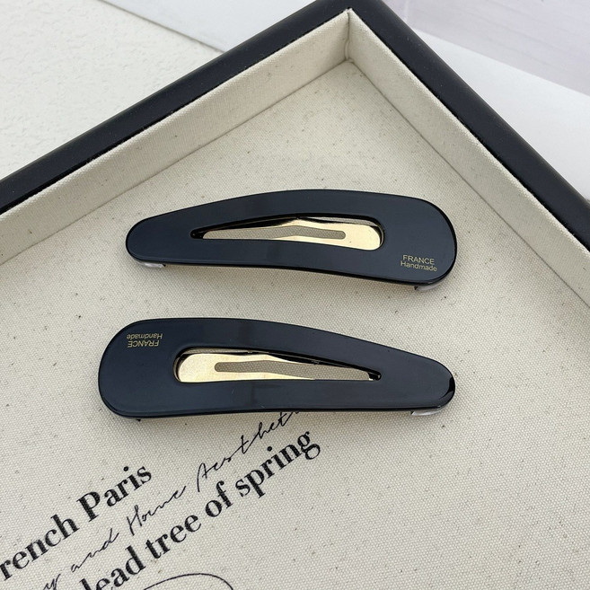 더 아르니 무광 블랙 헤어핀 세트 바레트 자동핀 리본핀 여성 데일리 출근룩 심플 머리핀 프렌치 스타일