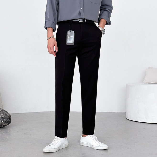 베이직바이블 남자 스판 슬랙스 빅사이즈 밴딩 바지 링클프리 출근룩 데일리용(5color)