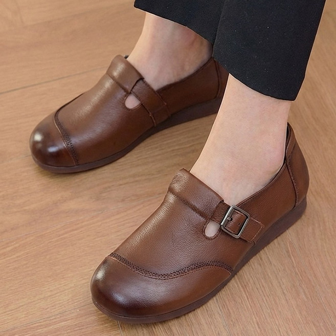 스타슈 천연소가죽 벨트 발편한 엄마 중년여성 컴포트화 로퍼 단화