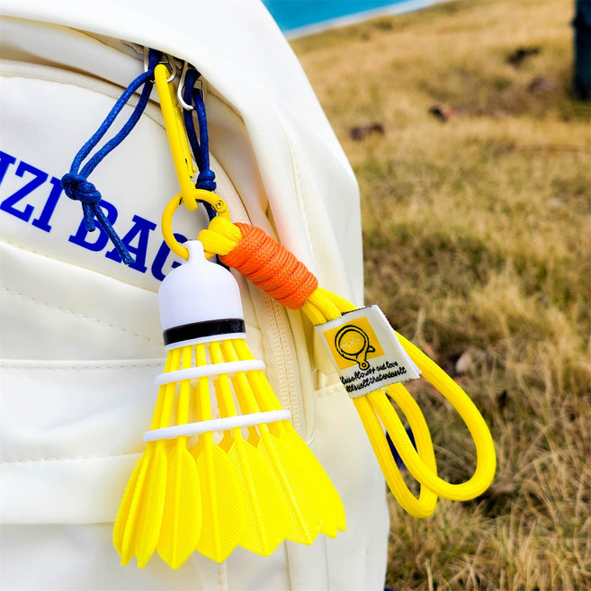 블리스키미 배드민턴 셔틀콕 키링 핸드 스트랩 열쇠고리, 1개, 옐로우