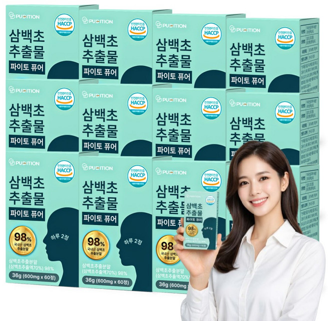 퓨디션 삼백초 추출물 파이토 퓨어 국산 100% 식약청 HACCP 인증, 12개, 60정