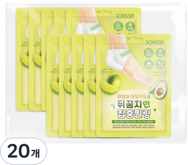 소프리스 발 뒤꿈치만 집중필링 마스크 팩, 1개입, 20개, 18g