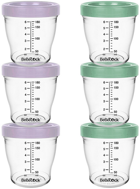 베베락 아이와 트라이탄 이유식용기 180ml (3+3개입), 아이와 트라이탄 180ml(라벤더3P+딥그린3P), 1세트, 1ml