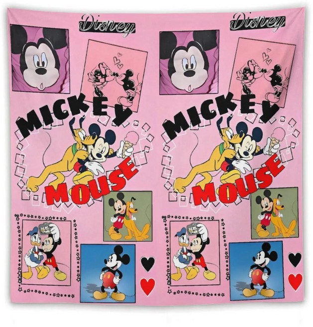 미키 미니 마우스 태피스트리 귀여운 만화 배경 천 벽 아트 걸이 복고풍 거실 침실 장식 담요, 1개, 1. style / F. 60inx60in