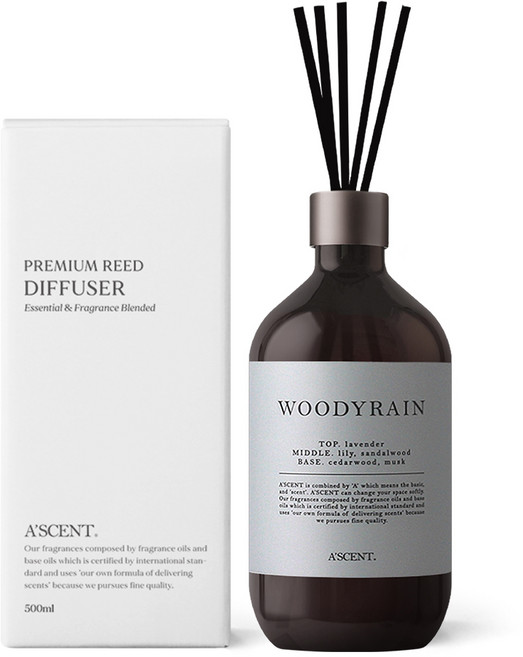 에이센트 네이처 대용량 디퓨저, 우디레인, 500ml, 1개