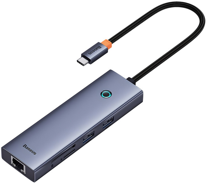 베이스어스 7in1 C타입 PD 100W HDMI 4K 스마트 미러링 원터치스크린 멀티허브 BS-OH112, 그레이, 1개