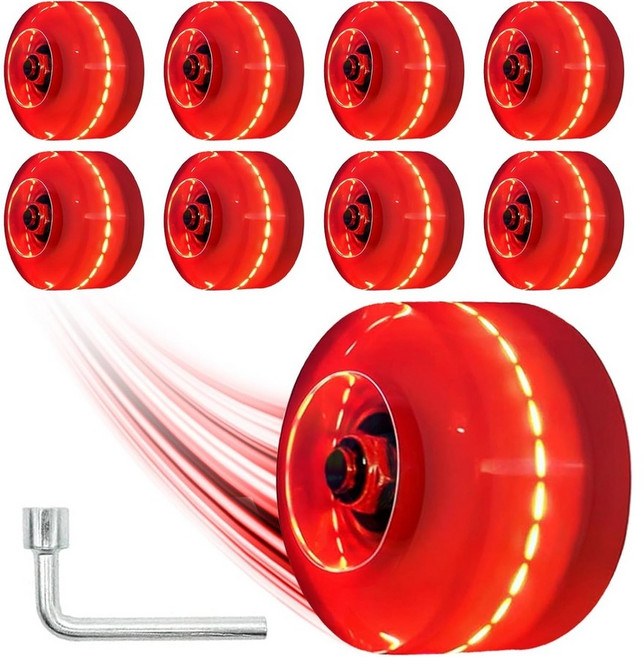 네질라프 LED 롤러스케이트 휠 8개, 58 x 32mm, Red, 1개