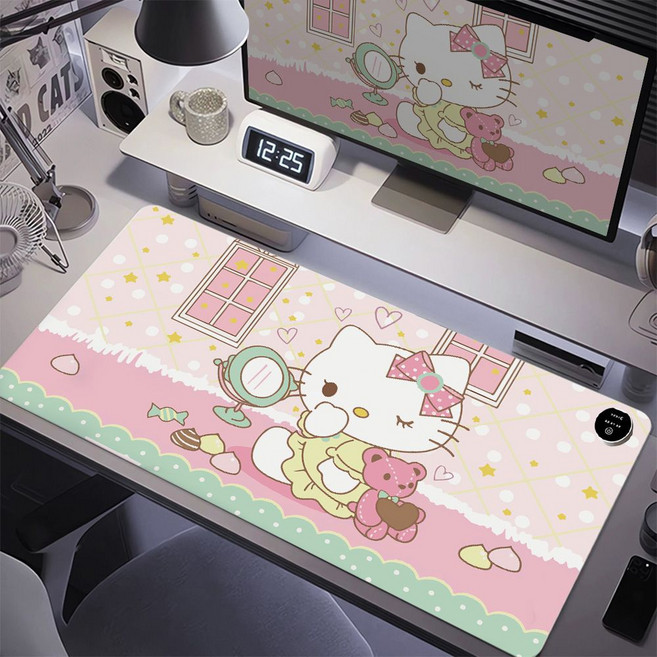 YAPOGI 산리오 사무실 스마트 디지털 온열 데스크 마우스 매트 타이머 자동 스톱 온열패드, 1개, 옵션B