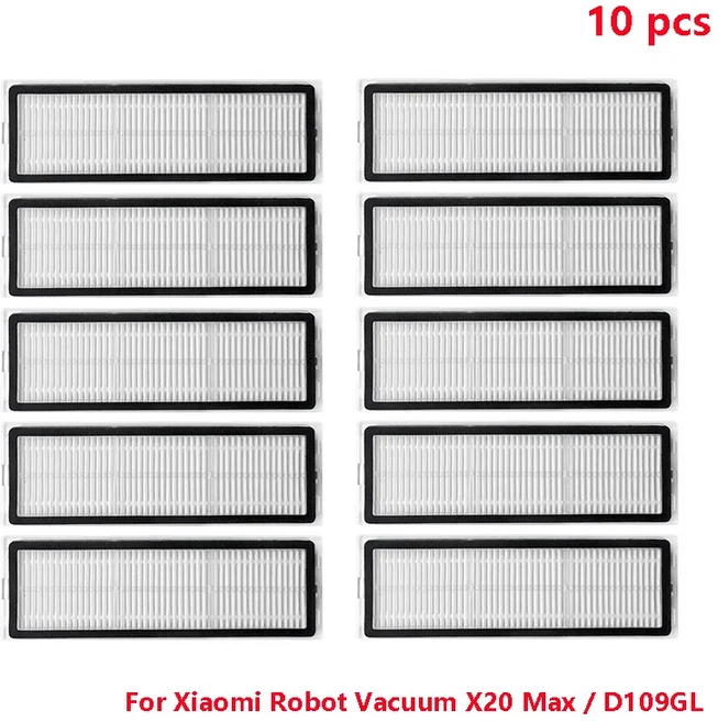 샤오미 로봇 청소기 X20 Max/D109GL 로봇 청소기 부품 메인 브러시 HEPA 필터 패드 먼지 봉투 사이드 브러, 02 10PCS