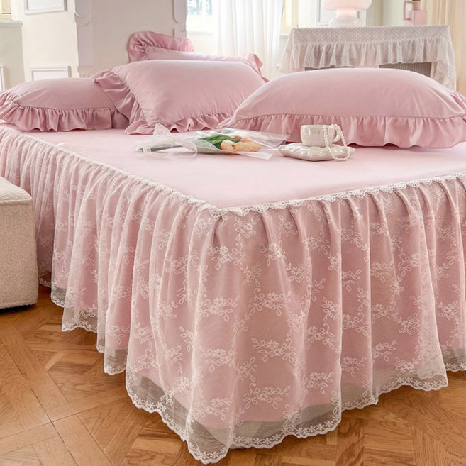 캉캉 오프화이트 호텔 스커트침구 침대커퍼 침대커버 150cm 이불 침대보 침구 레이스