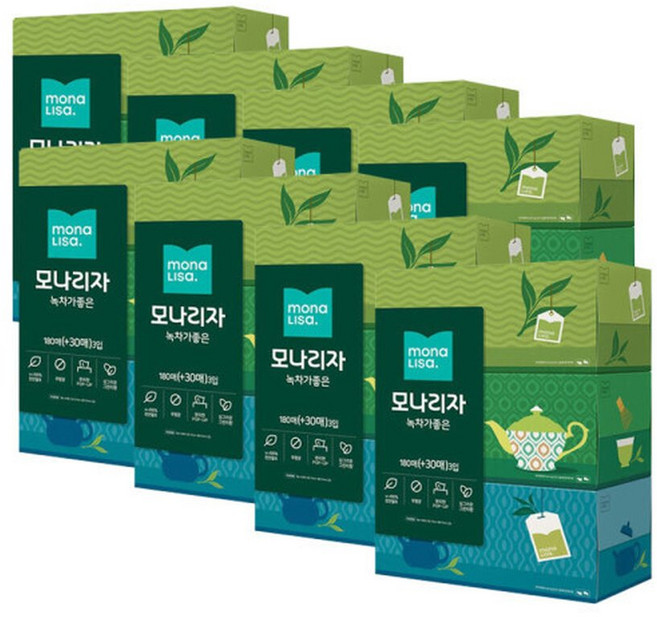 모나리자 미용티슈 녹차가좋은 210매3입X8팩(24개), 8개, 210매