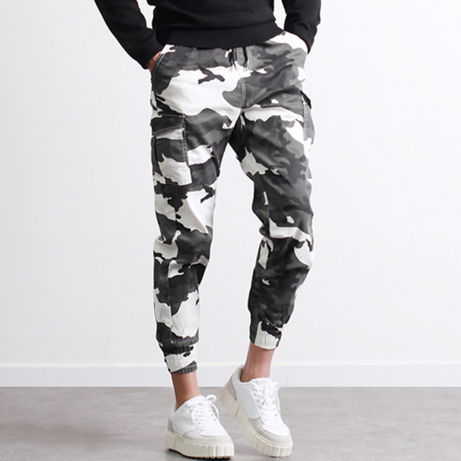 투뎃 남성용 허리밴딩 카모 카고 조거 팬츠