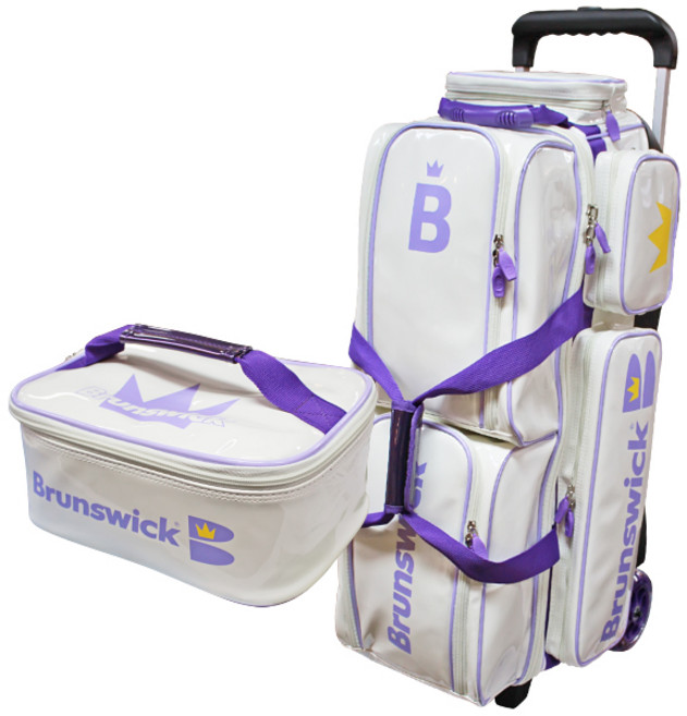 브런스윅 에나멜 칼라 쓰리볼 롤러백 3볼백 볼링가방 볼링용품, 아이보리/퍼플, 1개