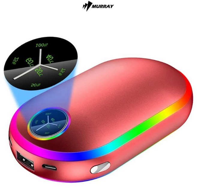 다온몰 머레이 레인보우 LED 손난로 보조배터리 C-310, 레드 1개, 1개