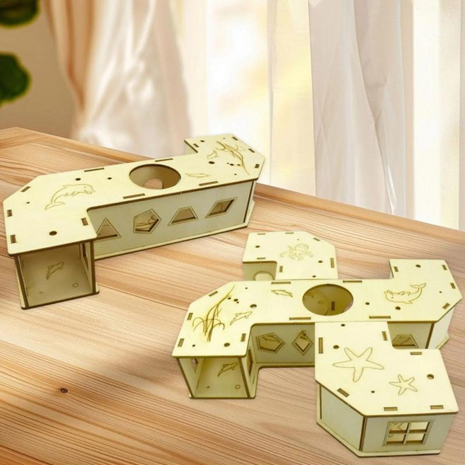 햄스터 터널 애완동물 미로 놀이터 씹는 나무 튜브 고슴도치 쥐 페럿 소동물 저빌용, 1개, 1. 22cmx12cmx5cm