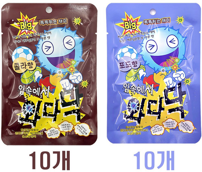 입속에서 와다닥 콜라향 10개 + 입속에서 와다닥 포도향 10개, 180g, 1세트