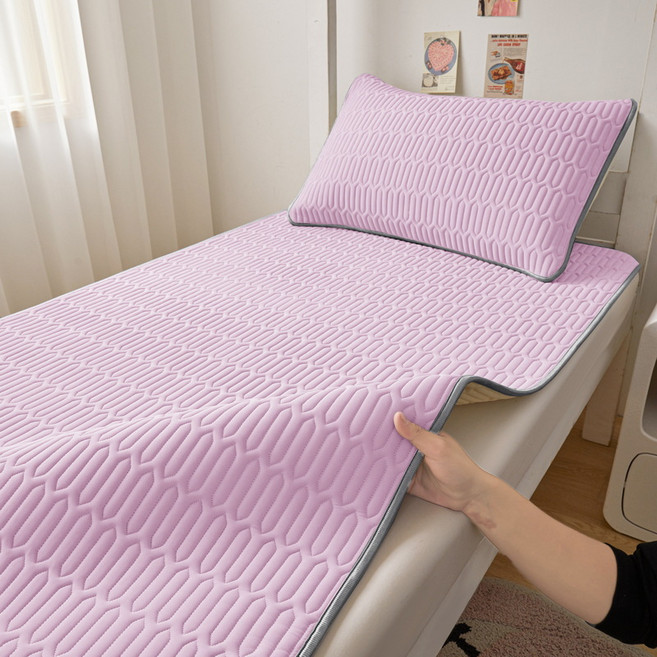 DANGZ 쿨매트 라텍스 침대 패드 싱글침대 매트 베개커버 세트, 퍼플