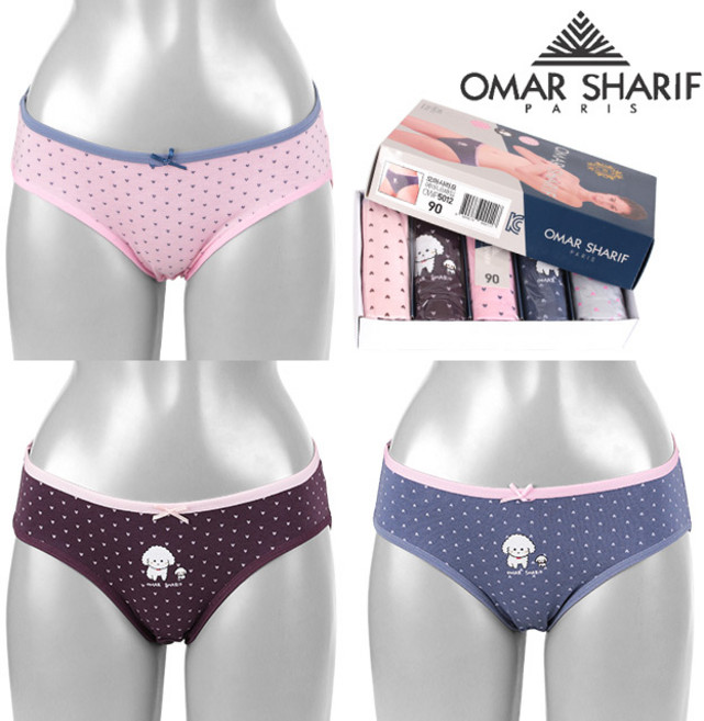 오마샤리프 여성 러블리 하트 나염 면스판 미디 5매 요일팬티 5012