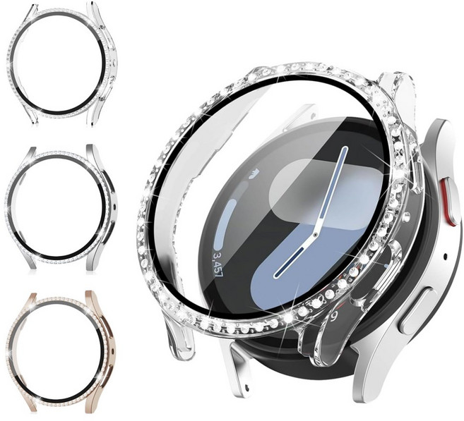 아이비온 갤럭시워치 쥬얼리 큐빅 풀커버 케이스 2개입, 클리어 + 스타라이트
