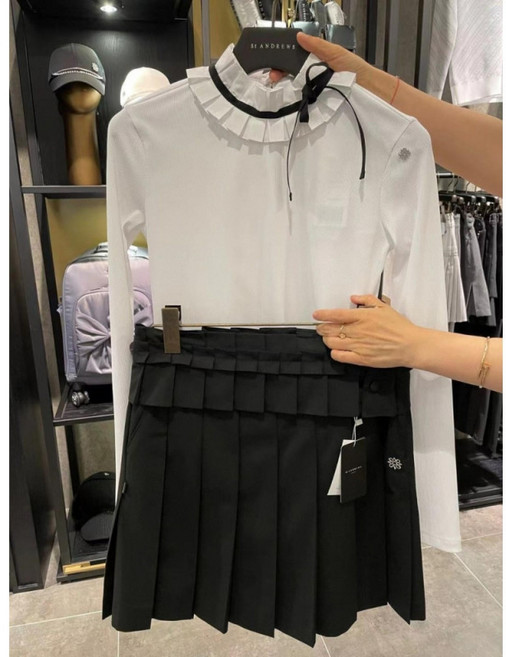 여성 골프웨어 긴팔상의 우아한 레이스 바텀 셔츠