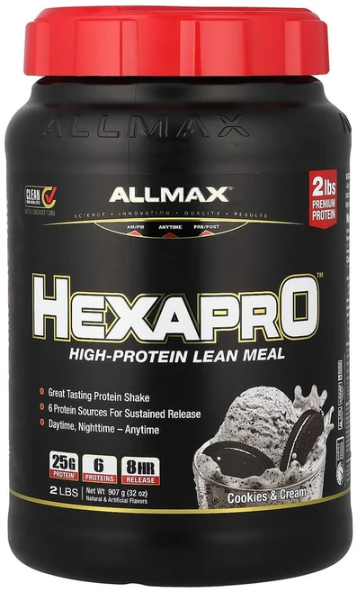 올맥스뉴트리션 Hexapro 단백 식사 대용 보충제 쿠키 앤 크림 907g(2lb), 907g, 1개 - 쿠팡