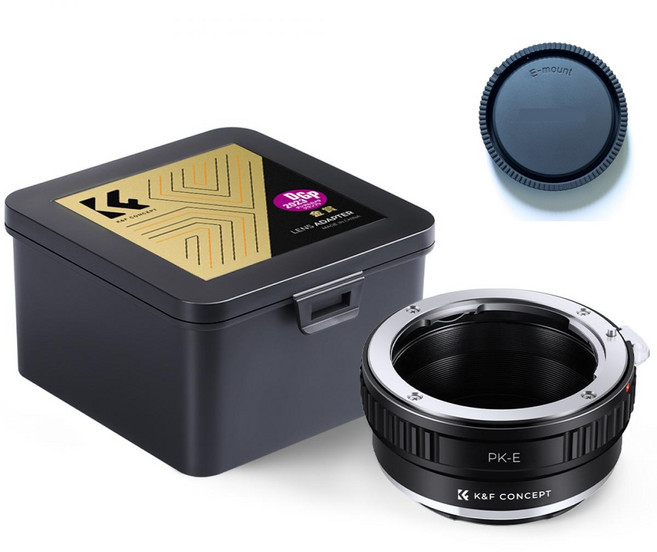 K&F Concept PK-E 렌즈 변환링 어댑터 펜탁스 K 렌즈 -소니 E 바디 / 뒤캡포함 Pentax K lens on Sony E adapter + cap, 1개