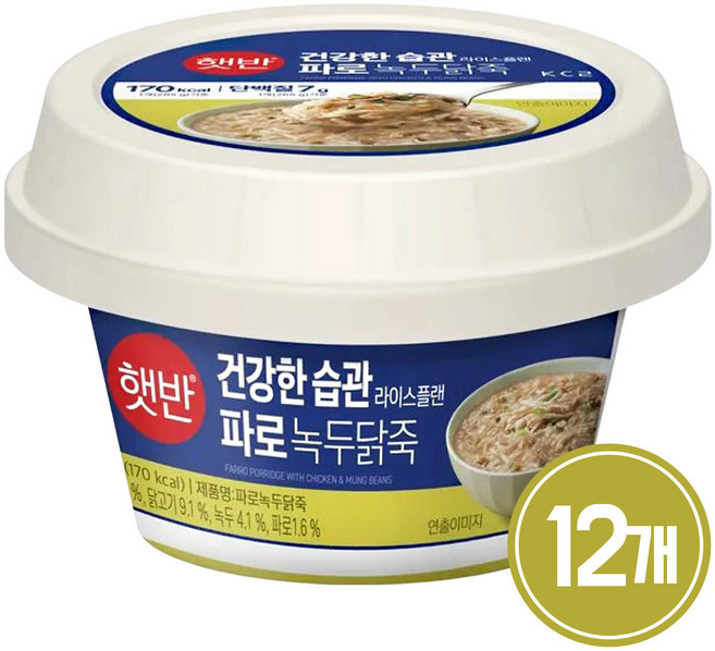 햇반 파로 녹두닭죽 265g, 12개